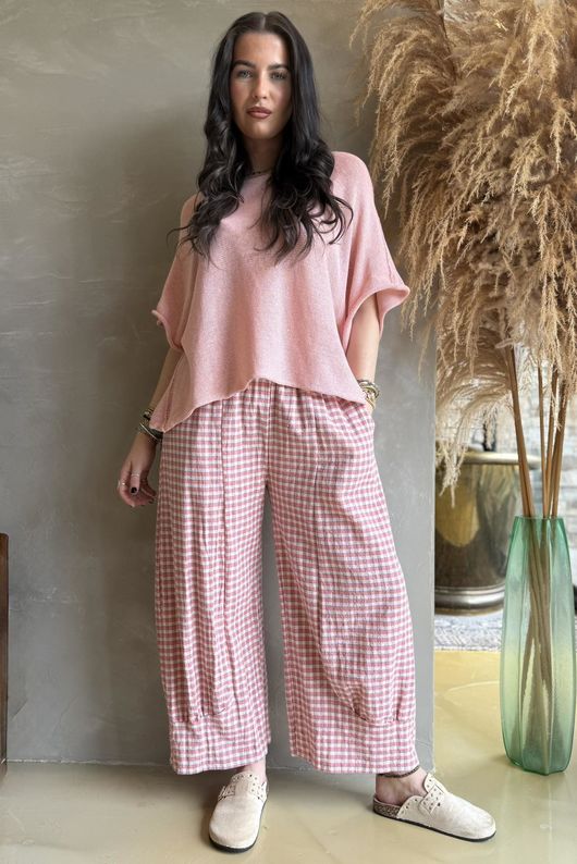 Annie Gingham Quirky 7/8 Pant Soft Coral